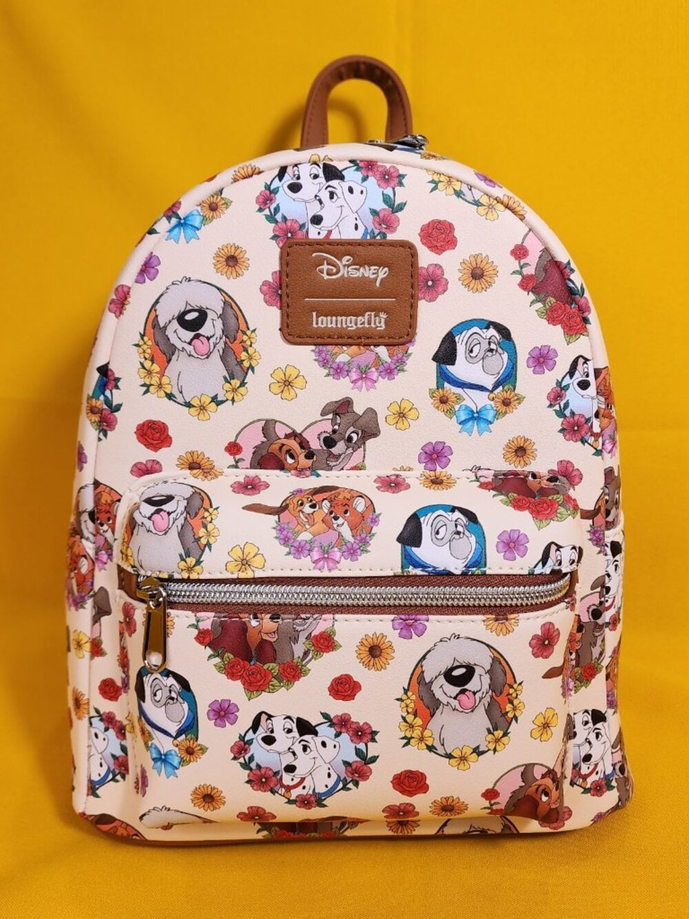 Loungefly Disney Dogs Floral Portaits Hearts AOP Mini Backpack NEW